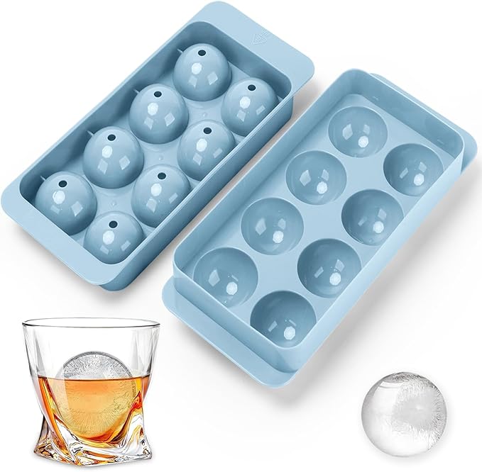 Round Ice Cube Mold,1.8 INCH x 8,Ice Ball Maker Mold | Round Ice Cube Trays for Freezer,Whiskey Ice Cubes Mold,Circle Ice Cube Tray with Lid,Ice Trays Ice molds for Whiskey,Cocktails,Coffee