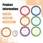 108 PCS Multicolored Mason Jar Label Stickers, Removable Waterproof & Oil Resistant, All-Purpose Adhesive Stickers for Glass Canning Jars, Spice Jars, Jam/Jelly Containers, Kitchen & Home Organization