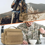 opux Tactical Lunch Box for Men, Tan Mens Insulated Lunch Bag for Adult, Leakproof Soft Lunch Cooler with MOLLE Mesh Side Pockets, Multicam Heavy Duty Lunchbox Pail for Work Women, Large, 18 Cans