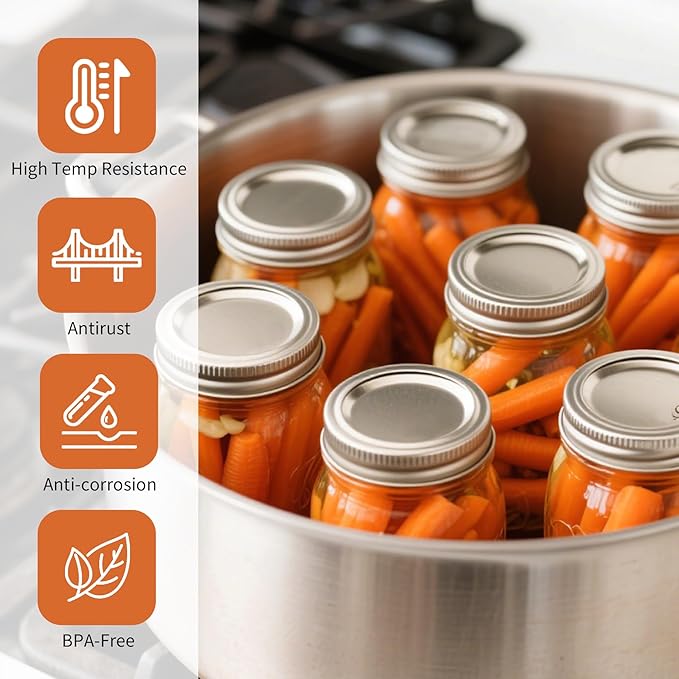 Aliggbent 220 Pcs Regular Mouth Canning Lids 70MM Airtight Split-Type Lids for Mason Jars Regular Mouth, Leakproof Bulk Canning Jar Lids for Food, Jam, Fruits & DIY Decor