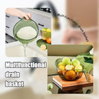2-In-1 Rice Strainer, Rice Washing Bowl, Rice Washer Beans Washer Strainers And Colanders - Washing Bowl for Fruit Washing Bowl With Strainer, Multifunctional Drain Bask (White)