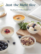 DOWAN 8.5 OZ Small Ceramic Bowls Set of 4 - White Bowls for Dessert, Dip, Side Dishes, Ice Cream, Fruit, Rice - Dishwasher & Microwave Safe (Soft White)