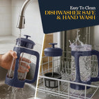 ESPRO P3 French Press Coffee Maker – Patented Double Micro-Filter for Grit-Free Brew, Heat Resistant thicker Borosilicate Glass Coffee press – Blue (32 oz)