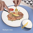 Matte Black Gold Silverware Set, 40-Piece Stainless Steel Flatware Set, Satin Finish tableware Cutlery Set, Service for 8, Home and Restaurant, Dishwasher Safe…