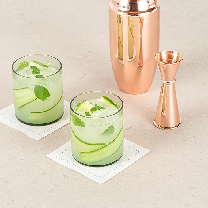 Restaurantware-Vetri 10 Ounce Old Fashioned Glasses, 24 Dishwashable Whiskey Glasses - No-Lead, Durable, Green Glass Tumblers For Scotch, For Drinking Liquor, Cocktail, Bourbon, Cognac, And More