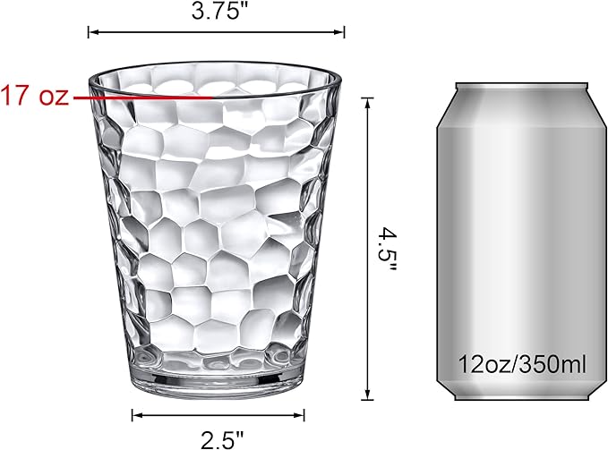 Amazing Abby - Iceberg - 16-Ounce Plastic Tumblers (Set of 8), Plastic Drinking Glasses, All-Clear Reusable Plastic Cups, Stackable, BPA-Free, Shatter-Proof, Dishwasher-Safe