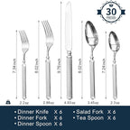 KINGSTONE Retro Rope-Pattern Silverware Set, 30-Piece Flatware Set Cutlery Set Forged with Handcrafted Texture Handles 18/10 Stainless Steel, Dishwasher Safe