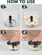 Manual Food Processor Vegetable Cutter, Geedel Pull Chopper with String, Food Chopper Vegetable Cutter for Veggies, Fruits, Salad, Onion, Nuts, etc, 2 Cup(500ml), Black