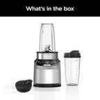 Ninja | Blender | Nutri Pro | Single Serve | For Smoothies, Salsa, Shakes and Frozen Drinks | Includes 2 Smoothie Cups & Lids | Crushes Ice, Fruit & Veggies |Silver | BN401