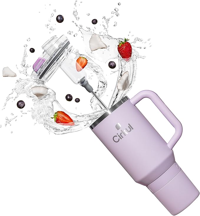 Cirkul 40oz. Lilac Stainless Steel Tumbler with Handle, All-Day StrawSip™, Double-Wall Insulated