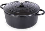 Cast Iron Dutch Oven with Lid – Non-Stick Ovenproof Enamelled Casserole Pot – Sturdy Dutch Oven Cookware – Black, 7.3-Quart, 30cm – by Nuovva