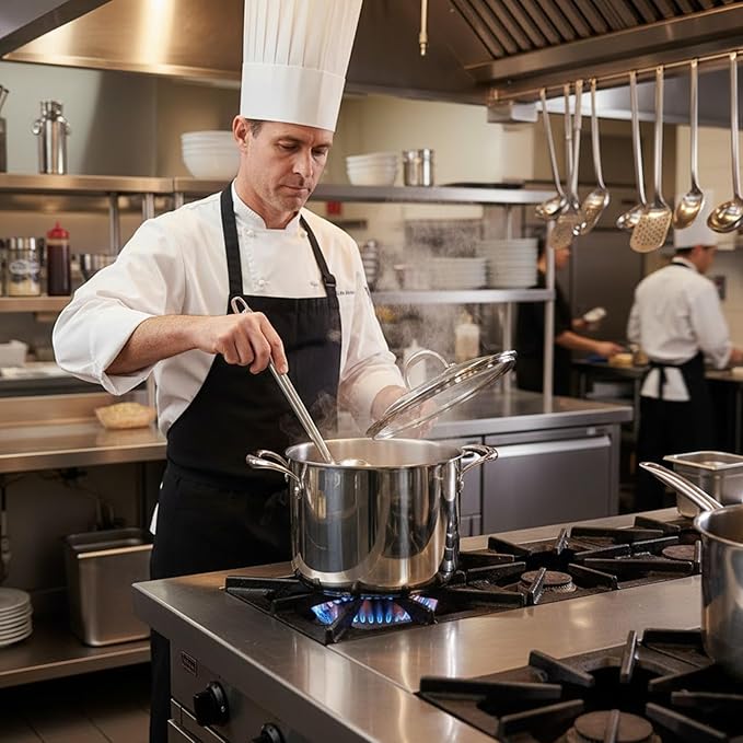 KEAWELL K3 Premium 8-Quart Tri-Ply Stainless Steel Stockpot with Lid, Induction & Oven Safe up to 600°F, Even Heating, Professional Cookware for All Stovetops (8-Qt)