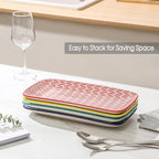 Selamica Ceramic Serving Platters, 14 Inch Serving Trays for Party Entertaining, Large Rectangular Serving Plates for Appetizer, Charcuterie, Dessert, Fruit, Set of 4, Assorted Colors