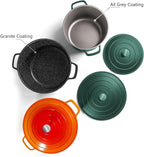 Large Dutch Oven Pot with Lid-7.5QT Cast Aluminum Oven Pot with Two Handles Lightweight for Bread Baking Braising and Roasting(Green)