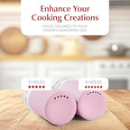 Signature Petal Pink Salt and Pepper Shakers with Holder - Elegant Stainless Steel Salt Shaker and Pepper Shaker Set with Acrylic Holder for Kitchen Counter or Restaurant Table (2-Piece Set)