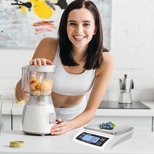 Digital Kitchen Scale 30kg/66lb Large Food Scale for Baking Cooking Stainless Bread Scale with LCD Display Counting Scales for Commercial(Color : Stainless White)