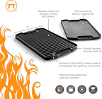 Outset Cast Iron Grill Griddle, Reversible Stovetop and Grill Griddle, 18" x 10"