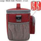 FlowFly Insulated Reusable Lunch Bag Adult Large Lunch Box for Women and Men with Adjustable Shoulder Strap,Front Zipper Pocket and Dual Large Mesh Side Pockets,Red