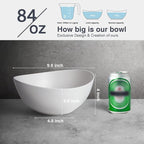 9.6'' Serving Bowls, 84oz Bamboo Fiber Salad Bowl Set of 4, Deep Serving Bowls Set, Large Oval Individual Bowls for Eating Salad/Pasta/Cereal/Pho, Ideal for Home & Restaurant (Matte White)