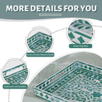 MAONAME Rectangular Decorative Tray, Plastic Serving Tray with Handles, Modern Green Trays for Ottoman, Coffee Table Trays for Living Room, Home Decor, 15.7" x 11.8" x 1.6"