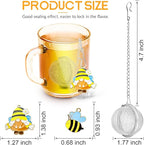2 Pack Tea Infuser for Loose Leaf Tea with Gnome & Honey Bee Charms - 304 Stainless Steel Tea Steeper, Nature Themed Tea Gift