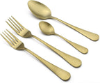 24-Piece Stainless Steel Flatware Set, Matte Gold Finish, Service for 4