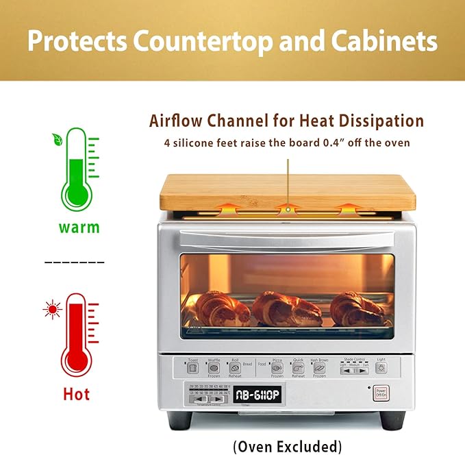 Cutting board Compatible with Panasonic NB-G110P FlashXpress Toaster Oven (Oven Excluded), Countertop Oven Accessories, With Heat Resistant Non-Skid Silicone Feet, Protects Cabinet, More Storage Space