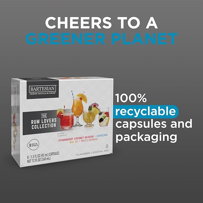 Bartesian 24-Pack Rum Lovers Favorites Collection for Cocktail Machine – Home Bar Mixology Cocktails Mix Pod Capsule Set To Use With the Cocktail Drink Maker Machine