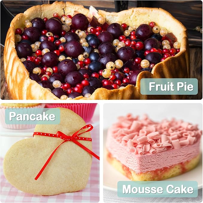 3-Pack 8-Inch Heart Shaped Cake Pans, Durable Anodized Aluminum Pans with Removable Bottom, Ideal for Baking, DIY Projects, Birthdays & Weddings, Heart Pans Chiffon Cake Mold for Oven Baking