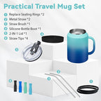 BENZZO 50 oz Tumbler with Handle and Straw Large Coffee Travel Mug Insulated Water Jug Thermal Cup Cold and Hot with Lid