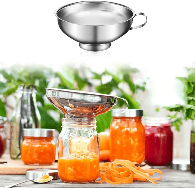 2 Pieces Stainless Steel Canning Jar Lifter Tongs and Canning Funnel with Safe and Secure Grip for Wide Mouth and Regular Jars, Easy to Clean and Dishwasher Safe (Black)