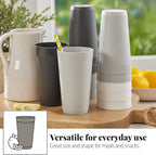 US Acrylic Newport 20 ounce Unbreakable Plastic Stackable Water Tumblers in Grey Stone | Set of 12 Drinking Cups | Reusable, BPA-free, Made in the USA, Top-rack Dishwasher and Microwave Safe