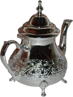 Handmade Moroccan Serving Tea Kettle Pot Hand carved Stovetop Safe Large Serve 6 to 8 Small Tea Glasses