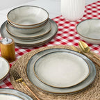 AmorArc Ceramic Dinnerware Sets,Handmade Reactive Glaze Stoneware Plates and Bowls Set,Highly Scratch Resistant | Dishwasher & Microwave Safe Dishes Set,Service for 8 (24pc)