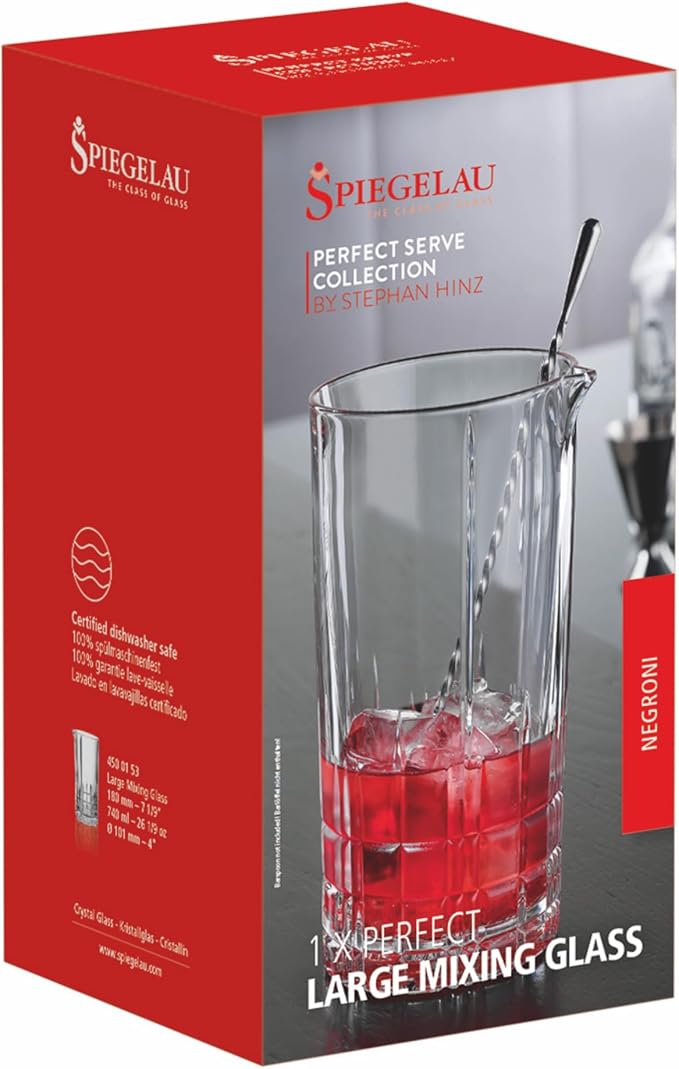 Spiegelau Perfect Mixing Glass - Large European Crystal Cocktail Glassware, Dishwasher Safe, 26.5 Oz - Set of 1