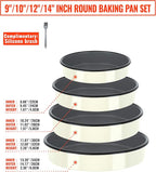 Roasting Pans Set Round Baking Dish 4-Pack 9/10/12/14 Inch Enamel Non-Stick Large Bakeware for Cake Pizza Turkey Roaster, Oven & Dishwasher Safe Christmas Gift for Ladies Cookware