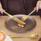 60-Piece Matte Gold Silverware Set, Hand Forged Utensil, Stainless Steel Flatware Set, Hexagon Handle Cutlery Set for Home Hotel Use, Service for 12