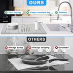 Large Stone Dish Drying Mat for Kitchen Counter,24"(L)×16"(W),Collapsible Quick Dry Dish Drying Mat,Diatomaceous Earth Mats for Cutlery, Pots and Bottles,Match Any Countertop