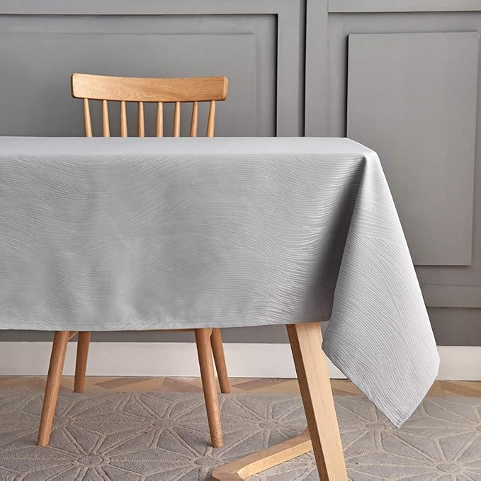 maxmill Square Table Cloth Swirl Design Water Proof Wrinkle Free Heavy Weight Soft Tablecloth Table Cover for Outdoor and Indoor Use Square 60 x 60 Inch Light Grey