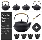 Big Cast Iron Teapot, Japanese Tetsubin Tea Kettle for Stovetop Safe, Cast Iron Teapot with Stainless Steel Infuser for Loose Tea and a Fully Enameled Interior (1500ml Tea Set with Cups)