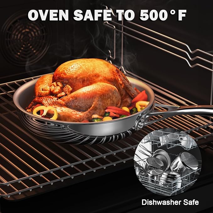 Cooks Standard Stainless Steel Stockpot 8-Quart, Multi-Ply Full Clad Cooking Stock Pot with Lid, Dishwasher Safe, Oven Safe 500°F, Silver