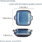 Ceramics Au Gratin baking Dishes Set of 4, Baking Tray Bake ware, 10.2 oz Ramekins, for Pie Pan, Appetizer, Tart, Dessert, Quiche, Oven Small dish, individual dishes, Square 7.8 Inch