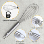HOTEC 4 Pieces Stainless Steel Whisks Set Wire Whisk Balloon Whisk Egg Beater Kitchen Utensils for Stirring, Beating, Blending