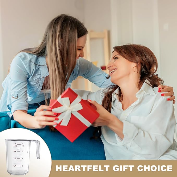 DaYammi Measuring Cups 4-Piece, Unbreakable Food-Grade Plastic Measuring Cup for Dishwasher, 1/2/4/8-Cup Nesting Liquid Measuring Cups for Prepping, Baking, Cooking, Readable Markings, Clear