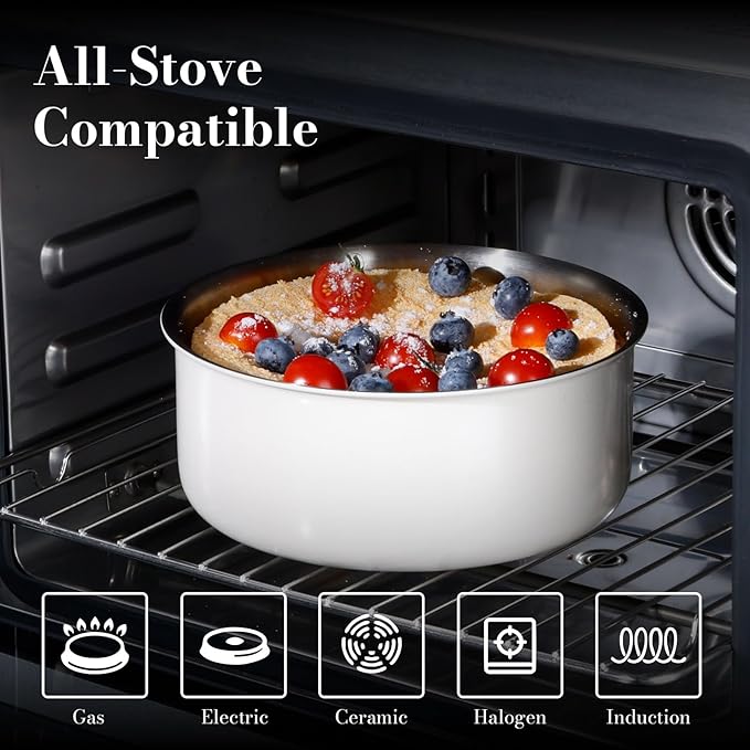 14 pcs Stainless Steel Cookware Set, Detachable Pots and Pans Set with Removable Handle, Non Toxic Space Saving RV Camping Cookware Set, Induction Cookware, Dishwasher & Oven Safe