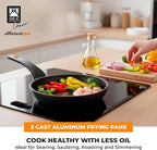 BRA COOKWARE Efficient Pro 2 Frying Pan Set | 8 + 10.2 inches Cast Aluminum Frypans | Profile Plus Non-Stick | All Heat Sources Compatible | PFOA Free | Heat-Resistant Handle | Non Deformable