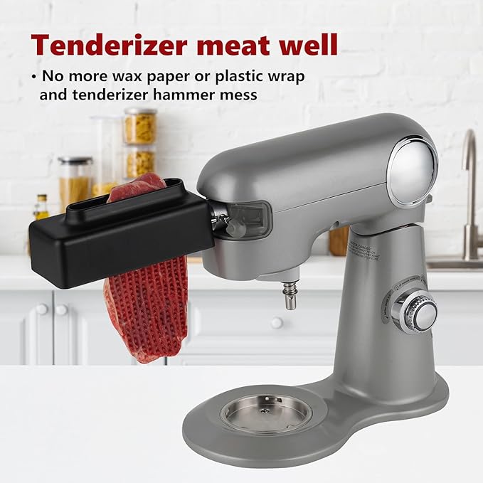Meat Tenderizer Attachment Compatible with All KitchenAid and Cuisinart Stand Mixers, Meat Tenderizer with Stainless Steel Gears, Tenderize Meat More Smoothly and Cooking Effortless, Black