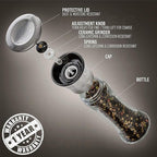 HOME EC Original Stainless Steel Salt or Pepper Grinder 1pk - Adjustable Ceramic Sea Salt Grinder or Pepper Mill - Tall Glass Spice Shaker - Spice Mill w/EBook