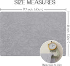 Romanstile Vinyl Placemats Set of 4-12 X 18 Inch - Heat Resistant Non-Slip Embossed Floral Place Mats 100% Waterproof Oilproof Wipeable Faux Leather Table Mats for Kitchen/Dining/Party, Grey