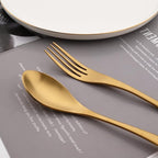Golden Silverware Set, 24 Pieces Stainless Steel Eating Utensil Set with Gift Box, Include Knife, Forks and Spoons, Matte Polished Flatware Set for 4, Dishwasher Safe, Gold